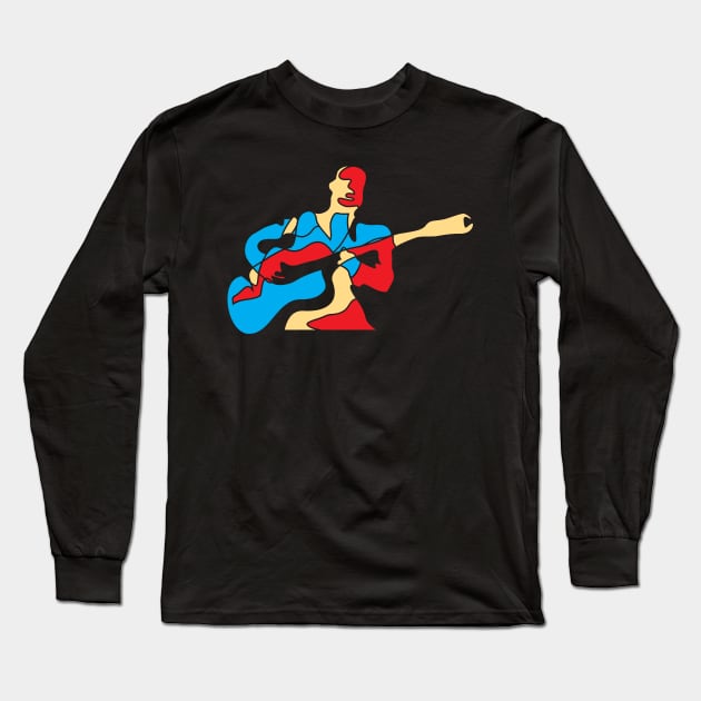 Abstract Guitarist Modern Style Long Sleeve T-Shirt by jazzworldquest